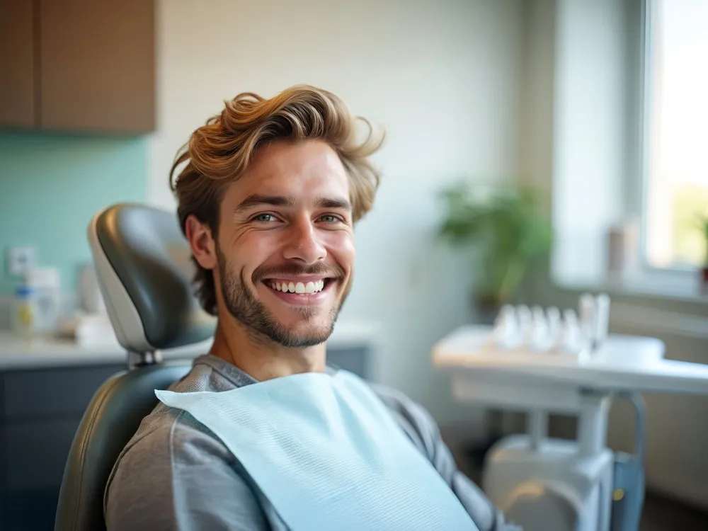Appareil lingual invisible — Orthodent SA Appareil lingual invisible — sourire naturel homme adulte, orthodontie discrète Vaud